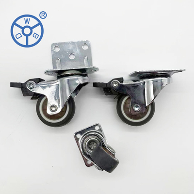 Directional Wheels Fixed Plate Brown TPR Casters 2.5'' Diameter For Vending Machines
